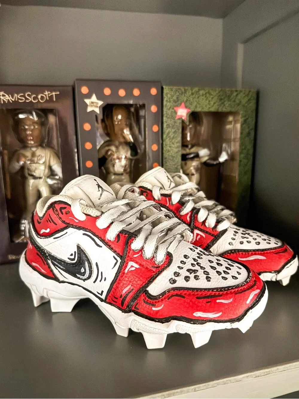 Custom Cartoon Jordan 1 Low Youth Cleat - 13c - Lightly Worn